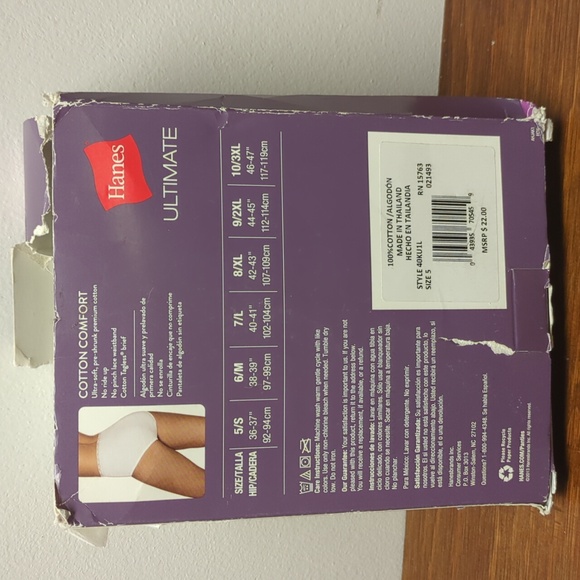 5/S 100%Cotton Lace Band Brief Panties Hanes New damaged box - Picture 3 of 5